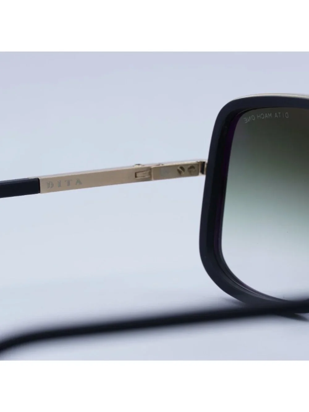 Dita MACH-ONE-DRX-2030-F-59 Sunglasses Black Aviator Frame, Green Lenses